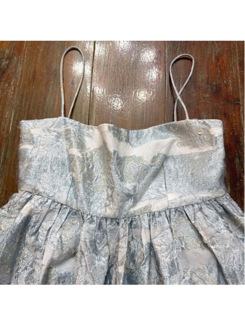 Stine Goya SGHari Cutout Metallic Floral Jacquard Peplum Cami Top Ice Blue XS - Picture 2 of 13